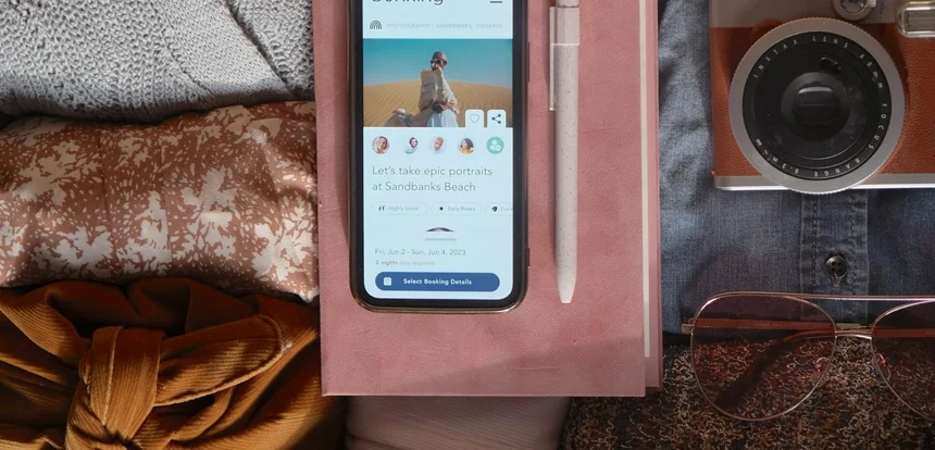 Smartphone showing travel apps