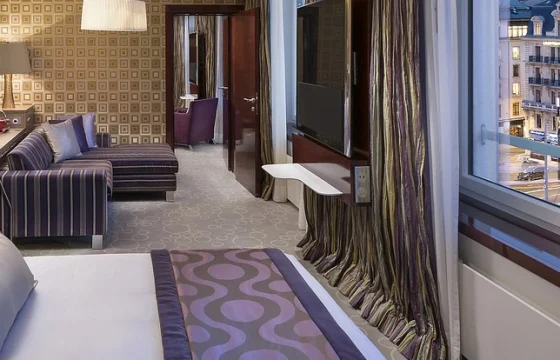 clean, aspirational hotel room with morning light